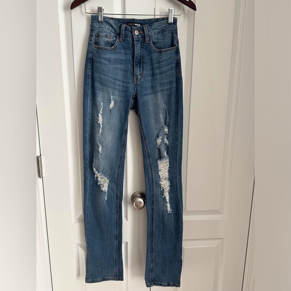 Distressed Blue Jeans